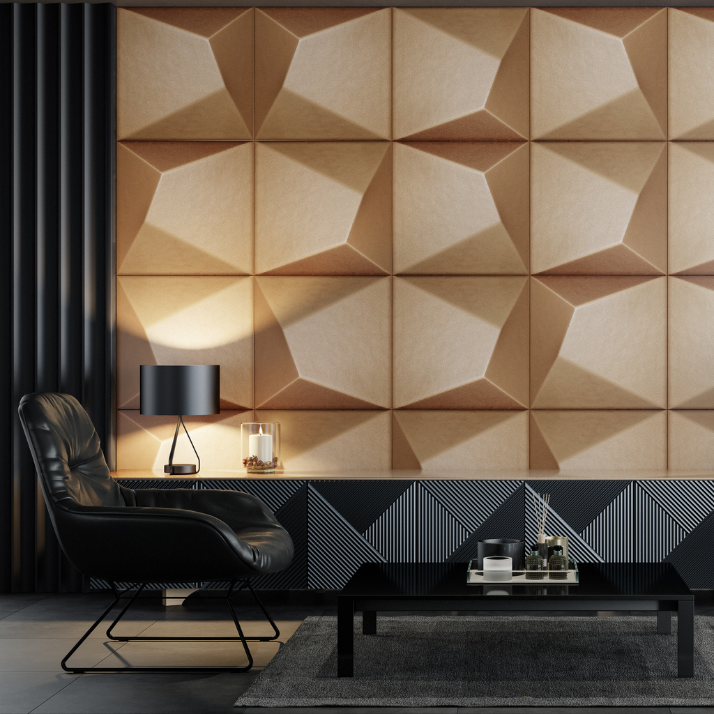 Modern minimalist apartment interior living room with wall design Thick Veneer Panels